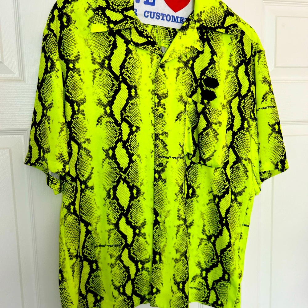OFF-WHITE Virgil Abloh 2020 Snake Holiday Print Tech Bowling Shirt